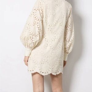 Kivari Cream Long Sleeve Eyelet Dress